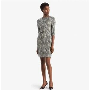 MM Lafleur Etsuko Dress Crackle 3/4 Sleeve Pockets Knee Length Italian Cotton 10